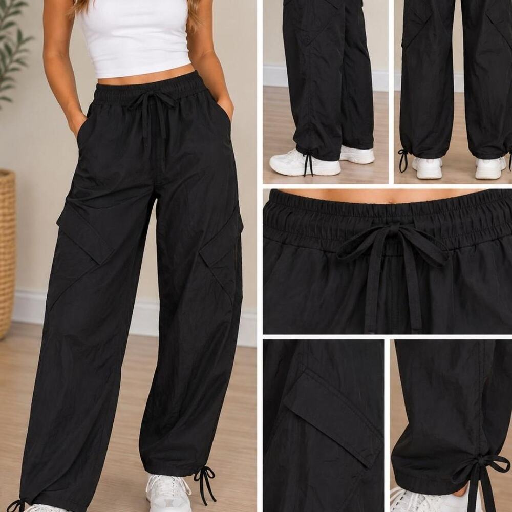 No boundaries black parachute pants